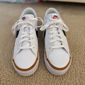 Nike Women’s Legacy Court White and Tan Sneakers